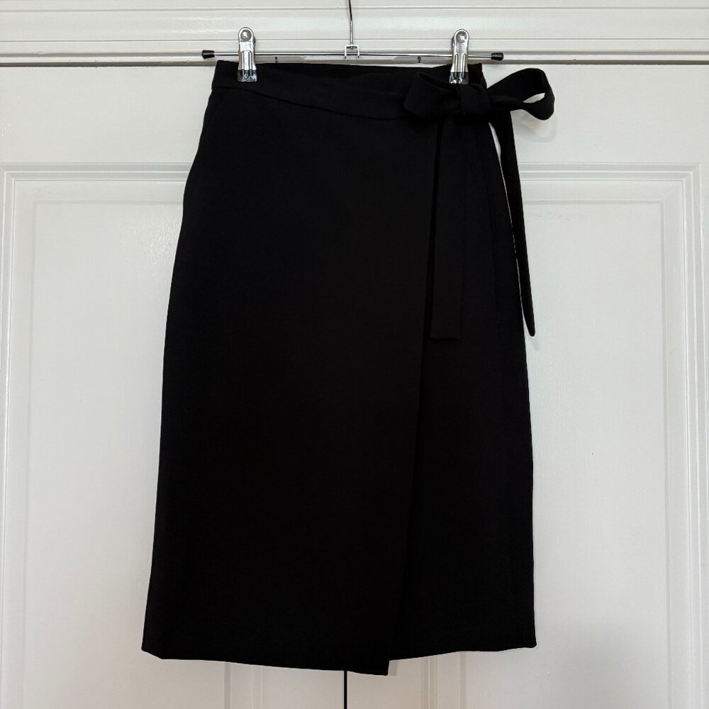 Wilfred Aritzia Bonneton Tie Front Wrap Midi Black Skirt